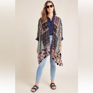 Anthropologie Frida Burnout Velvet Sheer Chic Boho Kimono One Size